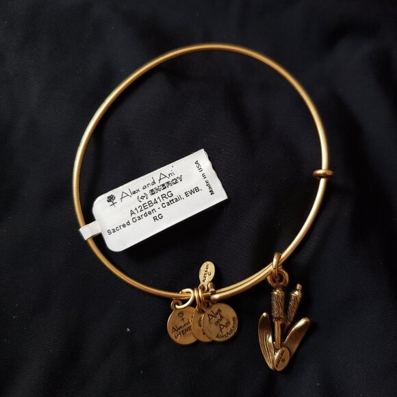 Alex and Ani Jewelry - ☮️ NWT - Alex & Ani Gold Sacred Garden Cattail Bracelet Bangle 3